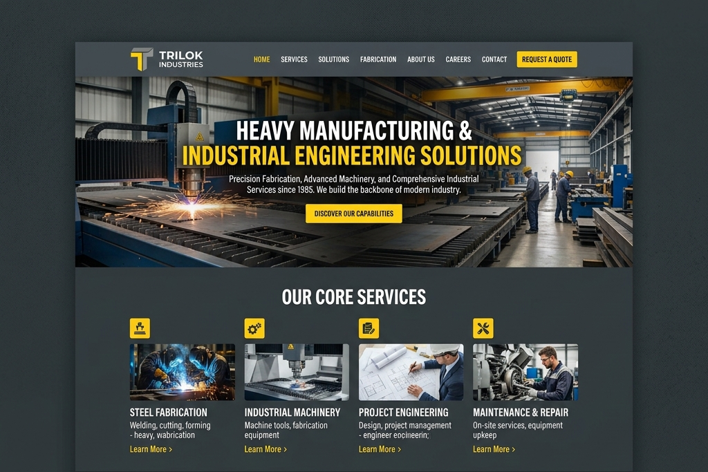 Trilok Industries website mockup